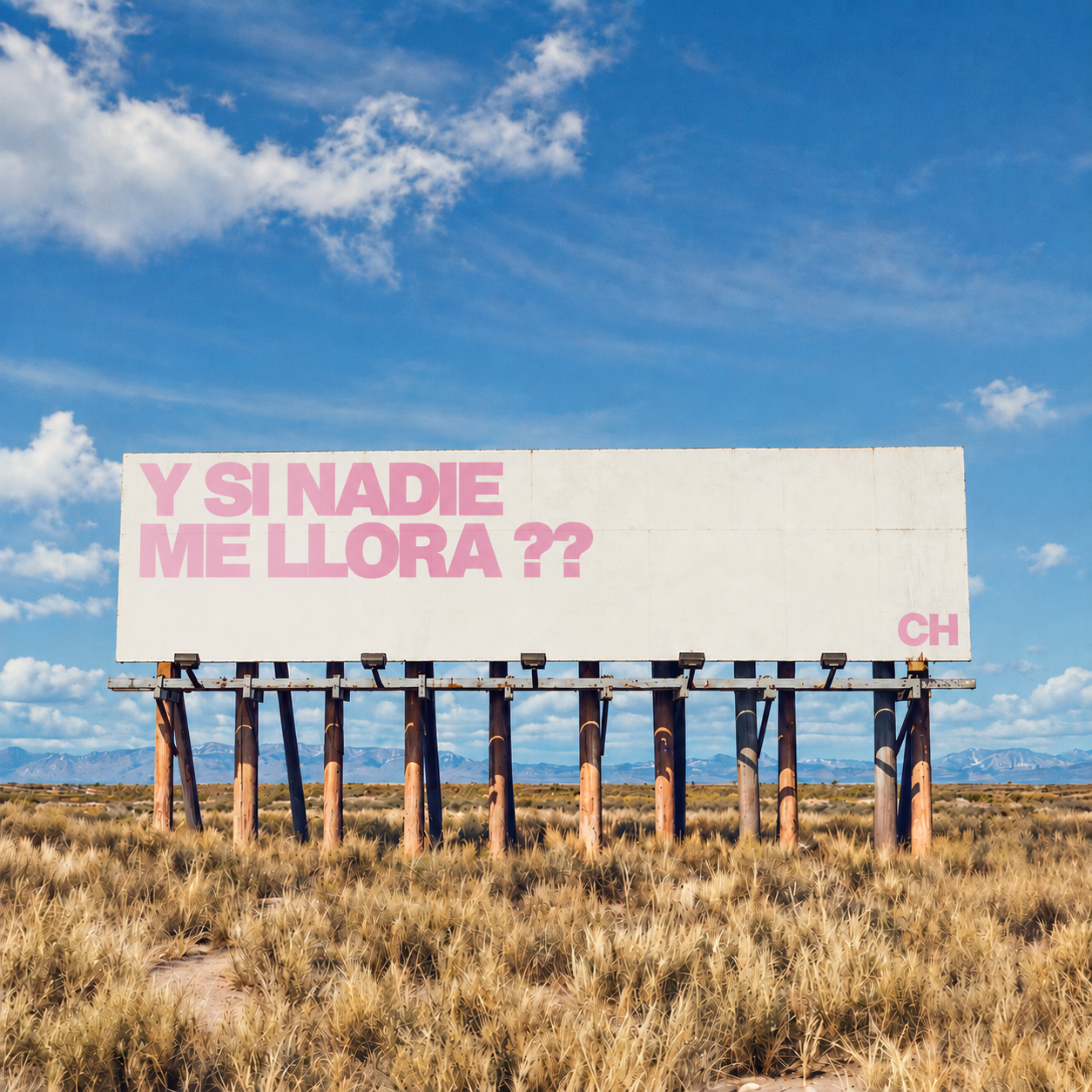 Cartel de CHALETEO en un paisaje abierto